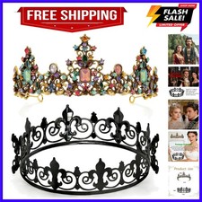 2 PCS King and Queen Crowns Set Antique Baroque Royalty Tiaras Prom Crown for...