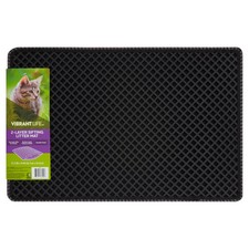 21.3x14 Inch Double Layer Cat Litter Trapping Mat, Vibrant Life Black Single