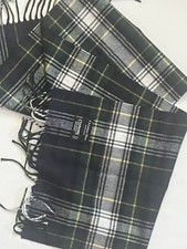 Christian Dior Monsieur Cashmaire Fringed Plaid Scarf Green  Blue Designer 48"