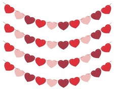Felt Heart Garland Banner - 4 Pack Valentine s Day Decorations for Events