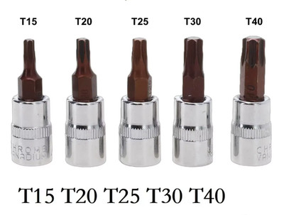 5 Stück Torx Bit Außen E Steckschlüsselsatz - 1/4'' Antrieb - T15 T20 T25 T30 T40