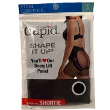 CUPID~SHAPE IT UP~FIRM CONTROL~WAISTLINE SHORTIE~W/BOOTY LIFT~BLACK~NIP~SIZE S