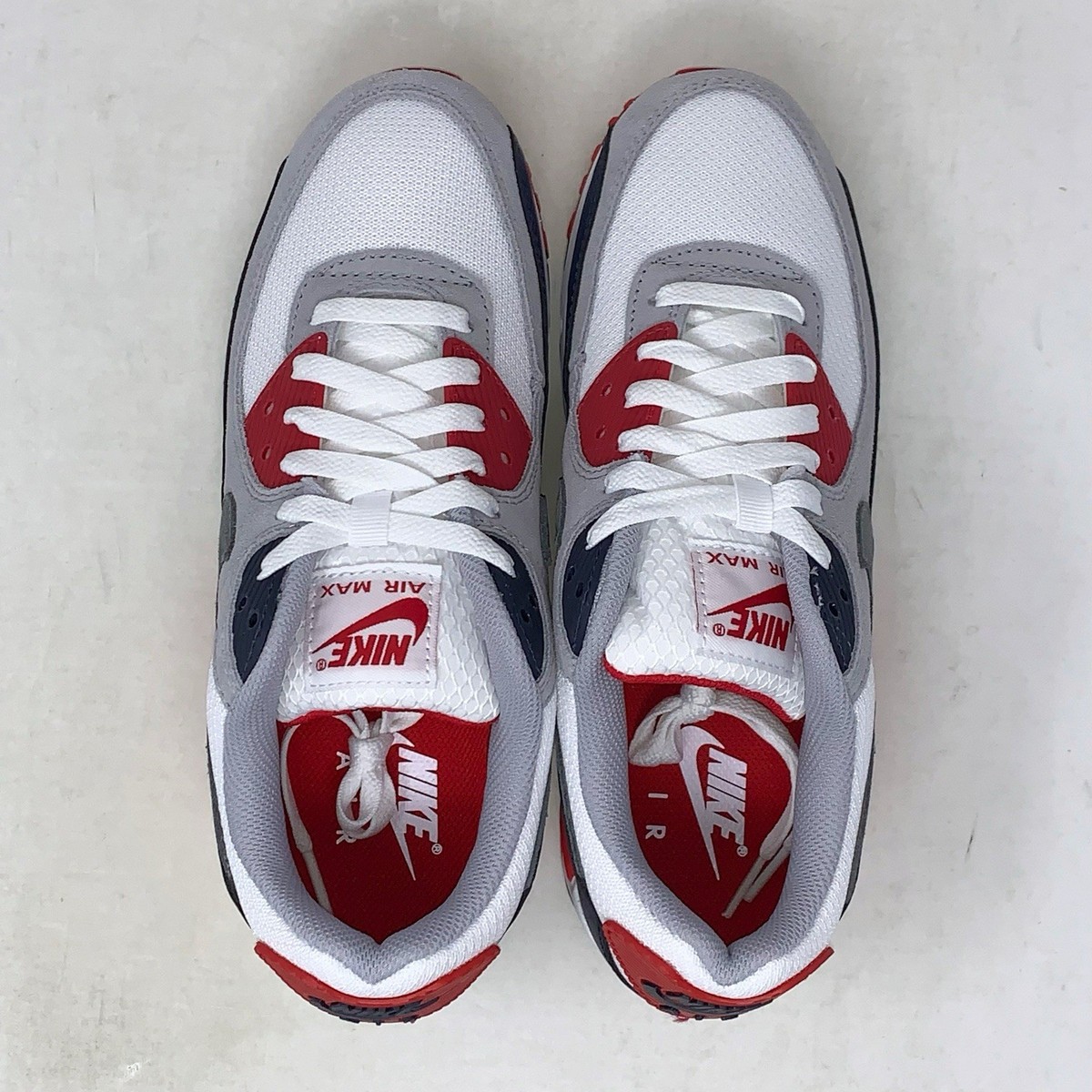 Nike Air Max 90 'USA' Gray Red Blue Sneakers, Size 7.5 / 9W BNIB