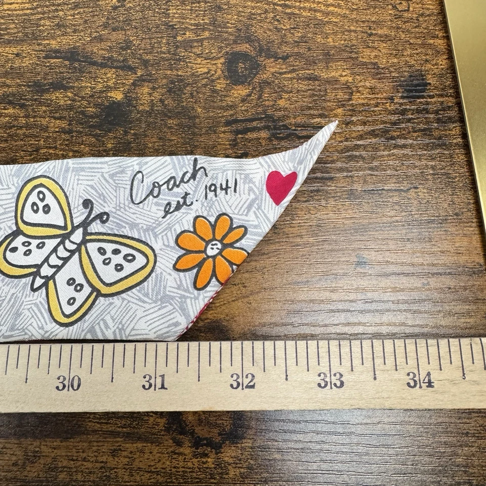 Coach двусторонний узкий шарф хвост сумочки сумка галстук мак бабочка - Изображение 3 из 4