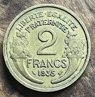 2 FRANCS MORLON ( BRONZE / ALU ) . 1935 . ( Voir photos recto verso )