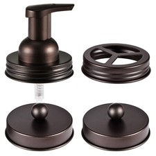 Mason Jar Bathroom Accessories Set 4pcs - Jars Not Included - Foaming Soap Dispe