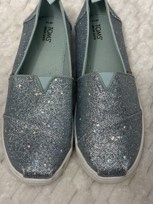 Toms Girl's Classic AlpargataLoafer Flat, Light Mint Cosmic Glitter Size:6