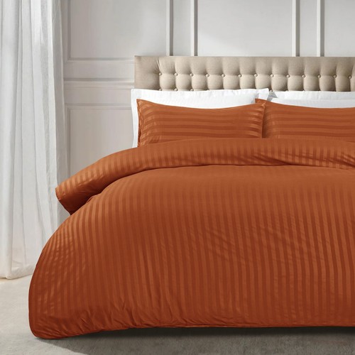 Luxury Duvet Cover Satin Stripe Quilt Covers Bedding Set Single Double King Size - Picture 11 of 76