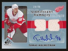 2008-09 SP Game Used Significant Numbers Tomas Holmstrom Auto Jersey 29/96
