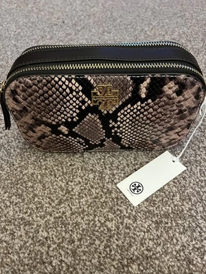 Brand new Tory Burch pink and brown snakeskin crossbody camera bag - Image 1 of 4