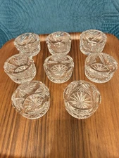 Vintage Crystal Open Salt / Condiment Cellars W Pinwheel Cut - 8