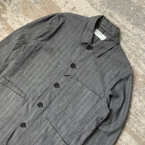Universal Works Summer Herringbone Striped Chore Field Bakers Grey Jacket Medium - Picture 4 of 9