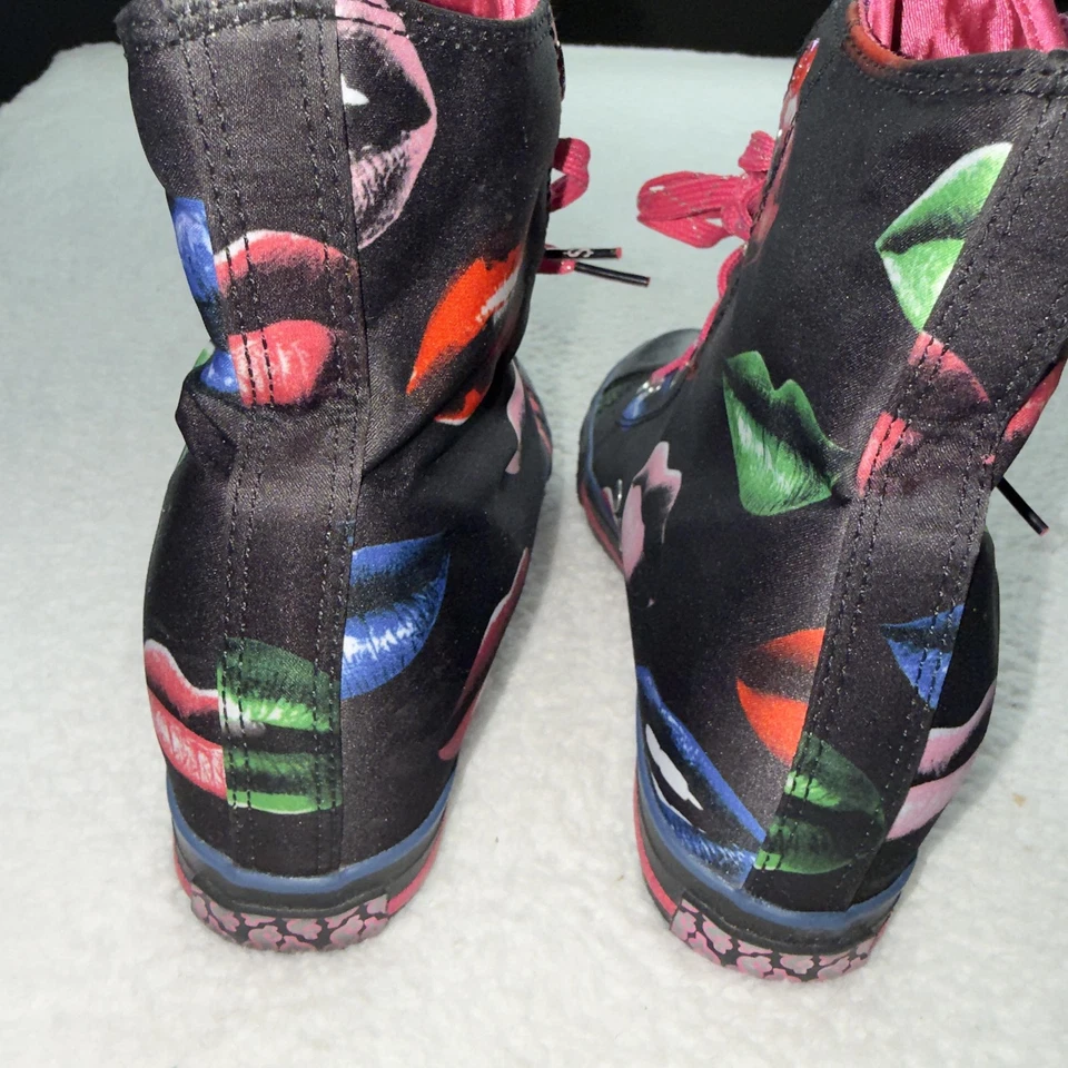 Sapatos femininos Daddy'$ Money tamanho 9 cano alto preto lábios lantejoulas glitter SN 39109 - Imagem 4 de 4