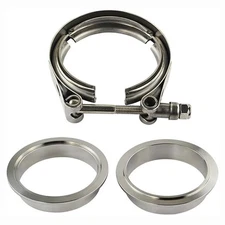 2 X 2.5" V-Band Flange & Clamp Kit for Turbo Exhaust Pipes Stainless Steel