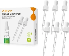 6 Pack Glass Dropper Pipettes Compatible with Sodastream Bubly Drops Flavors