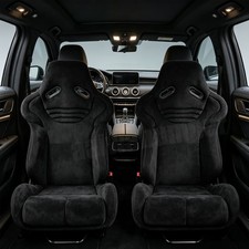 Universal Black Suede Reclinable Black Racing Seats Car Seats Pair Universal Black Suede Reclinable Black Racing Seats Car Seats Pair