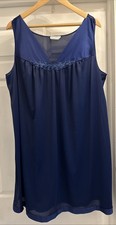 Vintage Vassarette Navy Nylon Lace Sleeveless Nightgown Size XXXL Made In USA