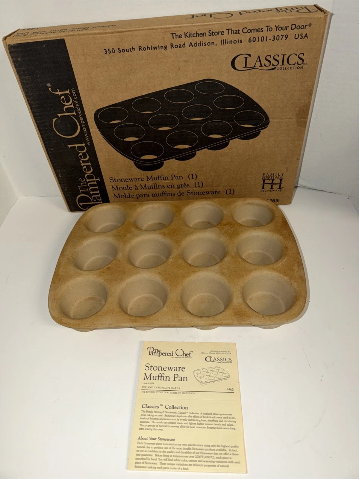 Pampered Chef Stoneware 12 Count Muffin Cupcake Pan #1465 Made in USA (2)