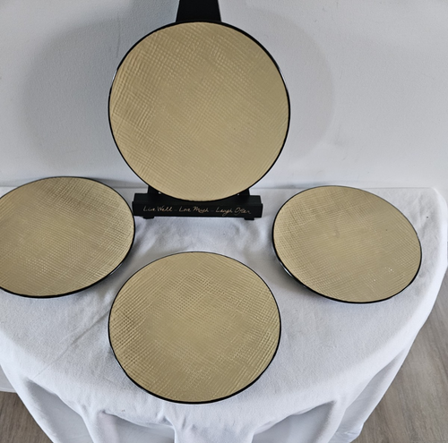 Set of 4 Serena Bass Petty Bold-Palazzo Sald/Desert Salad Plates 7"D Yellow - Picture 5 of 8