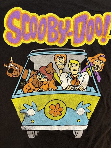 Vintage Faded Scooby-Doo Peace Flower Van Adult Small Black T Shirt Tee Cartoon - Bild 3 von 9