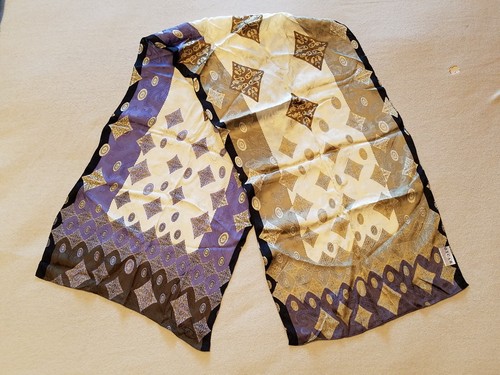 OSCAR DE LA RENTA 100% Silk Scarf - multicolored geometric designs - Picture 1 of 5