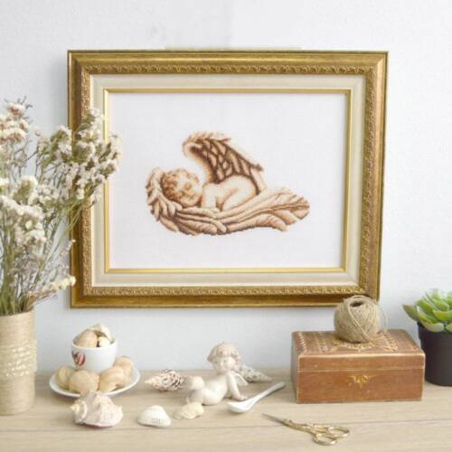 Counted Cross Stitch Baby Angel - DIY Embroidery KIT for Nursery Decor - Picture 3 of 10
