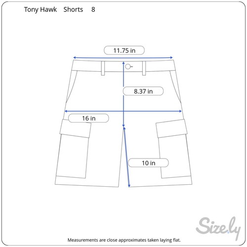Tony Hawk Boys Cargo Shorts Size 8 Gray Skateboard Print Adjustable Waist Chino - Picture 2 of 8