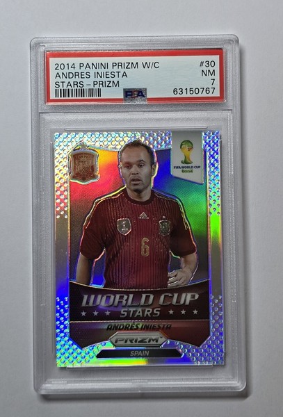 2014 Panini Prizm Stars Prizm Foil Iniesta PSA 7