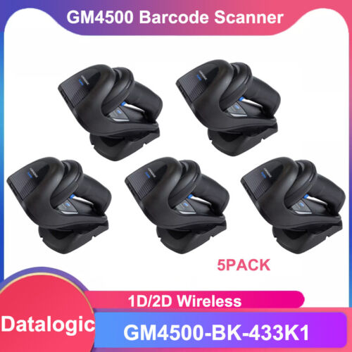 Datalogic GM4500-BK-433K1 WLAN-Barcode-Scanner mit USB-Kabel & Halterung 5er-Pack