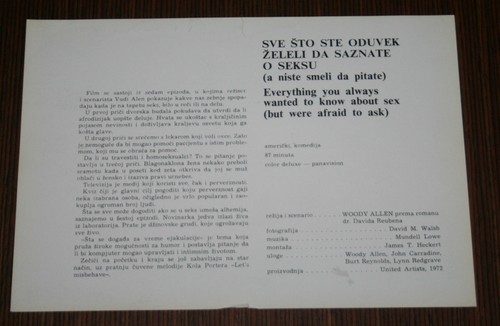 1972 Tutto quello che avresti sempre voluto sapere...Woody Allen 7 Lobby Cards Jugoslavia - Foto 11 di 11