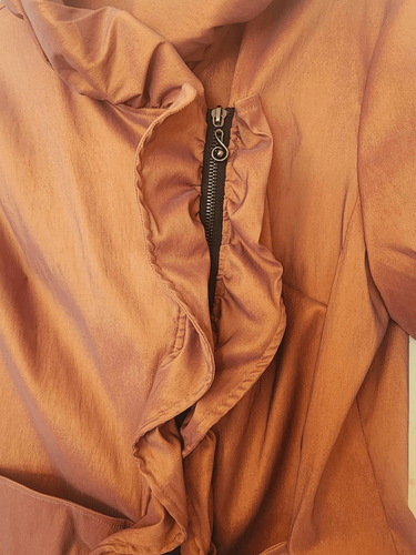 Samuel Dong ruffle taffeta jacket size medium rusty brown - Picture 4 of 12