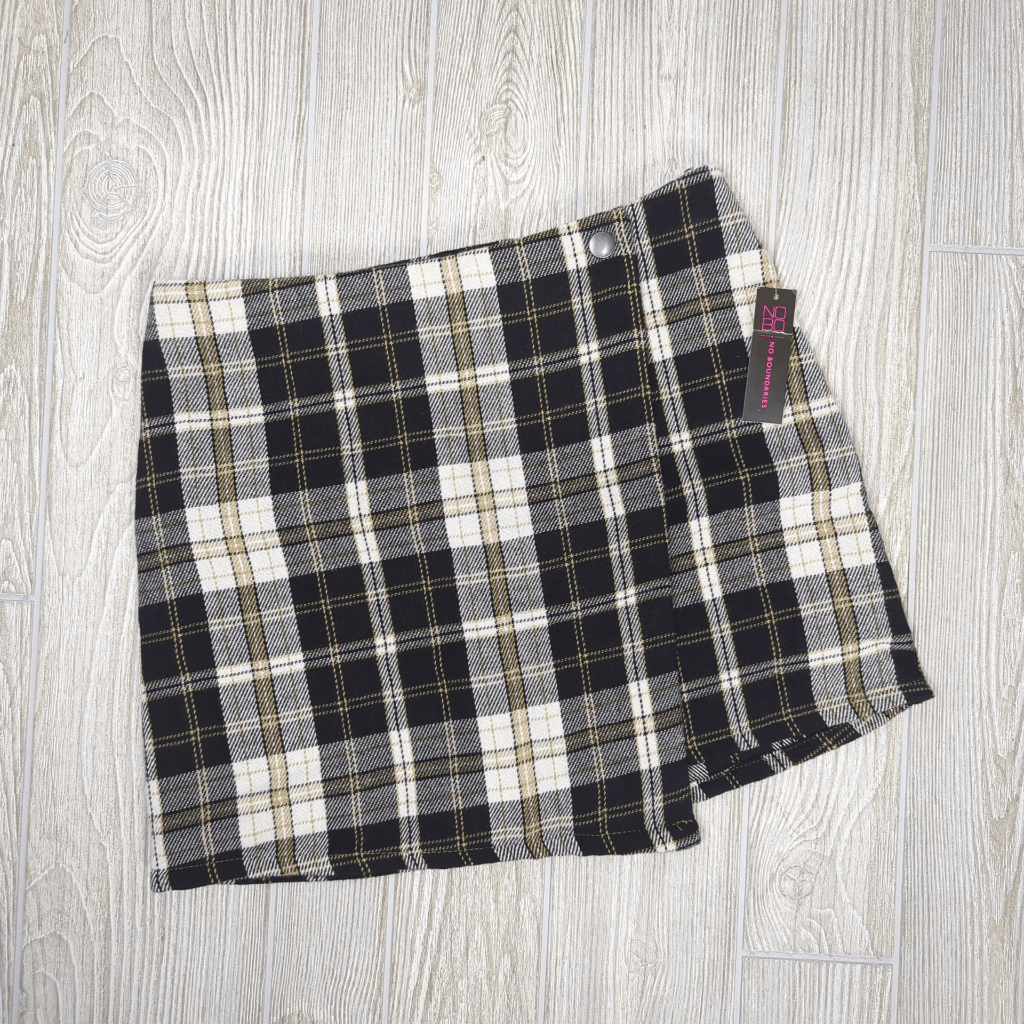 Brand New NB No Boundaries Juniors Flannel Wrap Mini Skirt Tan
