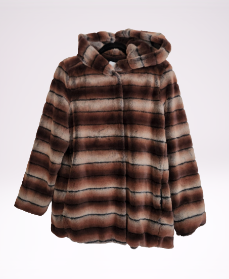 EXSTREMELY SOFT CHINCHILLA FAUX FUR JACKET WITH HOOD Tess Elliot