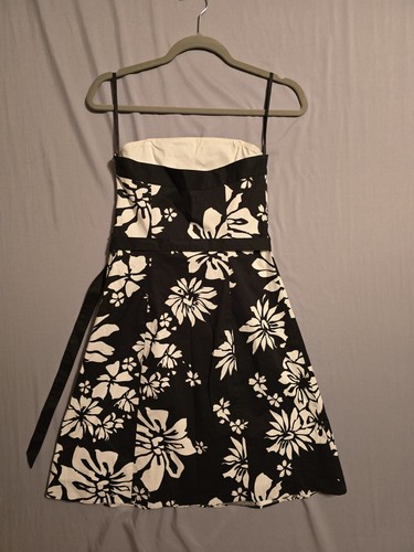 White House Black Market Dress Womens 0 Black White Tropical Floral Flower Aline - Picture 8 of 11