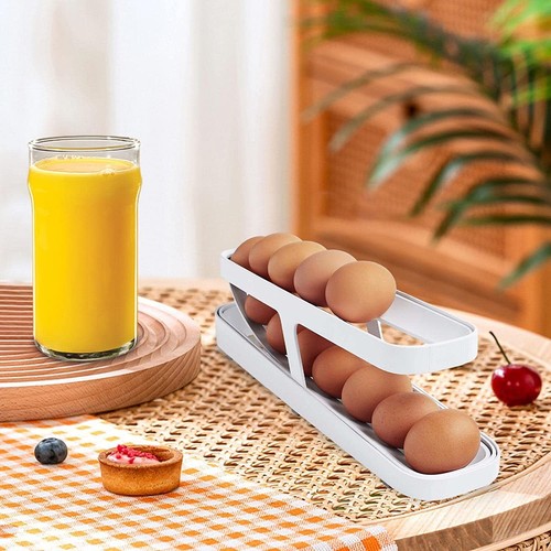 Rolldown Refrigerator Egg Dispenser Egg Storage Container 2 Tier Egg Holder - Picture 8 of 9
