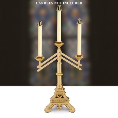 Candelabra, Versailles Series 3-Light Candelabra - Adjustable, 17-3/4'' H Brass