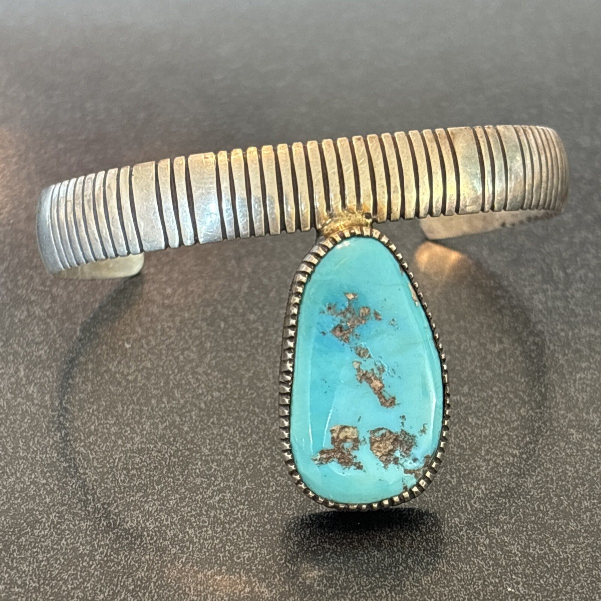 Phenomenal Vintage Native American Navajo Turquoise Petite Point Sterling Silver Bracelet Phenomenal Vintage Native American Navajo Turquoise Petite Point Sterling Silver Bracelet