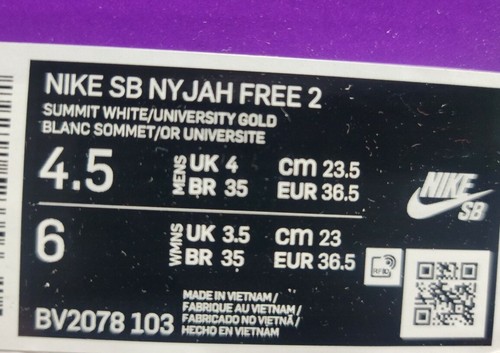 Nike SB Nyjah Free 2 Summit White/University Gold Mens Size 4.5 BV2078 103 New - Picture 7 of 7