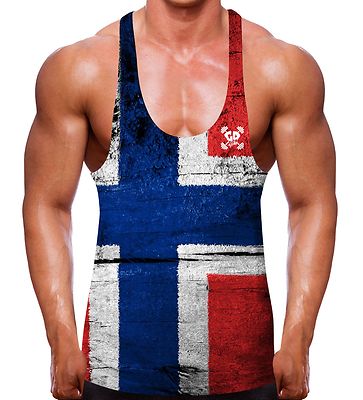 NORWEGEN FLAGGE BODYBUILDING STRINGER WESTE COUNTRY HERREN TAILLIERT SINGLET FITNESS LIFT WIEGEN