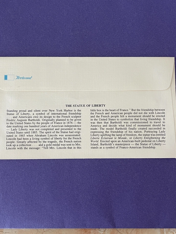 STATUE OF LIBERTY SCULPTOR AUGUSTE BARTHOLDI 1985 FLEETWOOD CACHET FDC VF UNAD - Image 4 of 4
