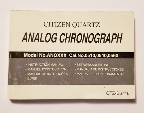 Official Citizen Analog Chronograph Watch Instruction Manual ANOXXX 0510 0540