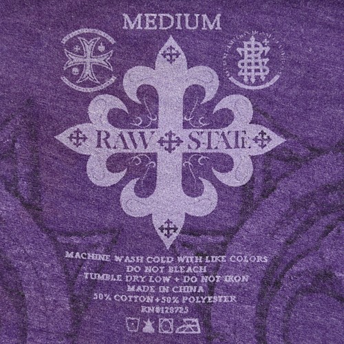 VTG RAW STATE Redemption T-Shirt Medium Goth Gothic Blade Wings Y2K purple - Picture 7 of 7