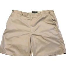 Adjust-A-Band Expandable Mens Shorts Khaki 40 9L Flat Front Polyester