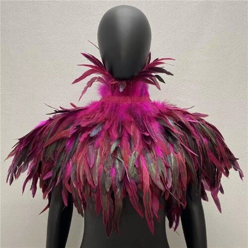 Shoulder Cape for Women Cloak Party Coat Feather Punk Gothic Coat Shawl Feather - Bild 10 von 30