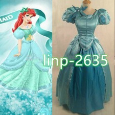 New Princess Ariel Little Mermaid Costume Blue Ball Gown Cosplay Custom Made 