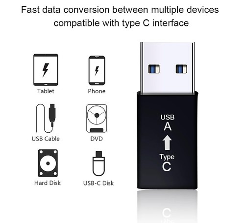 Adaptateur USB Type C femelle Vers USB A male Adaptateur USB C Vers USB 3.0 noir - Imagen 5 de 8