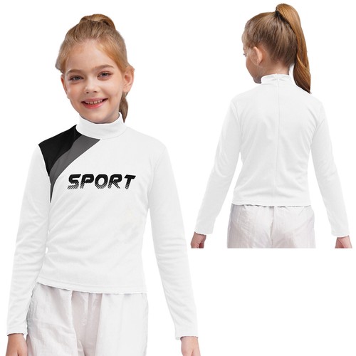 Girl Sport Tops Yoga Activewear Figure Skating Sweatshirt Stylish Cropped Top - Picture 31 of 84