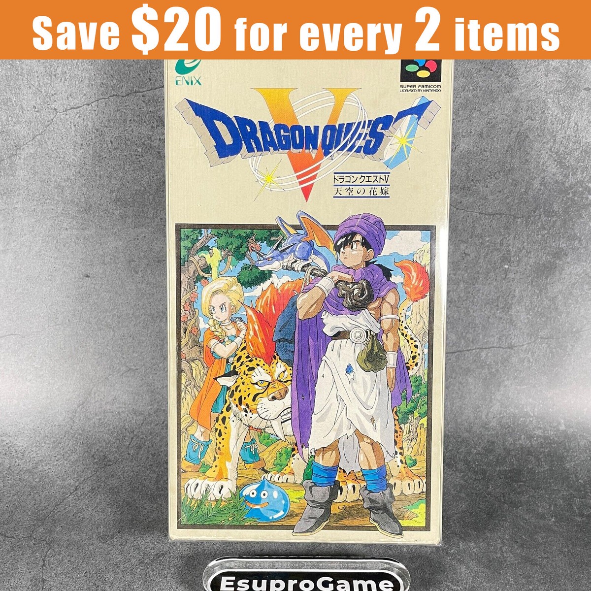 Nintendo Super Famicom Dragon Quest V CIB SNES Complete in