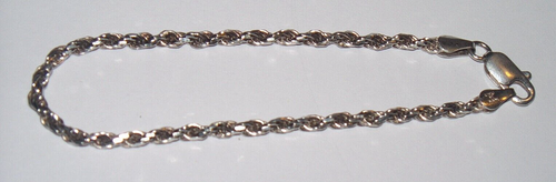 Vintage Italien massiv 925 Sterlingsilber Seil Kette Armband 7"
