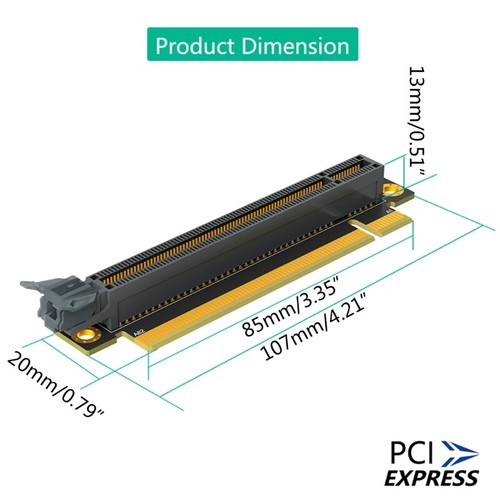 PCIE 16X 3.0 90 Degree Adapter Card PCIExpress Extender Card for 1U Computer - Afbeelding 8 van 8